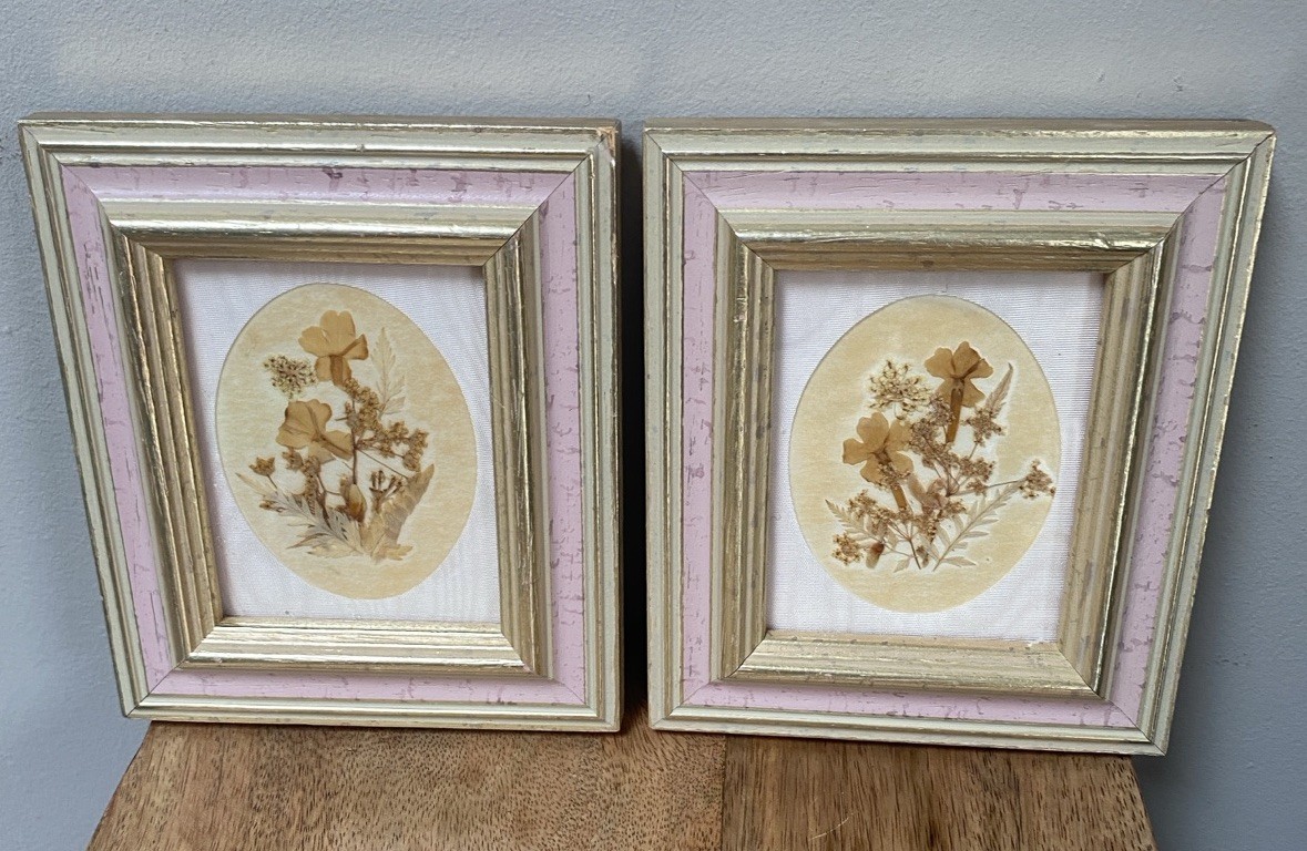 2 Pressed Flowers Art Pictures Gallery Wall Vintage Cottagecore