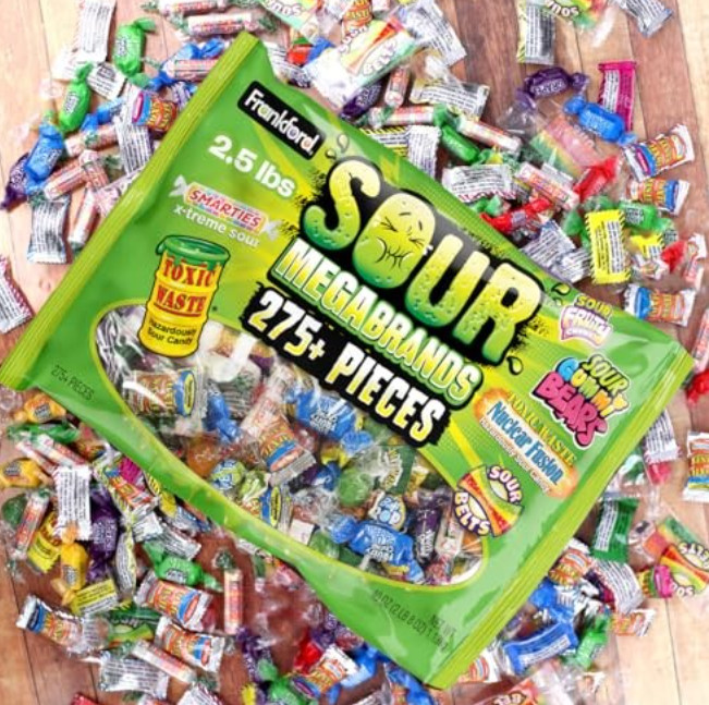 Frankford Sour Mega Variety Candy HUGE 40 Oz Smarties Gummy Bears Fruity Chews