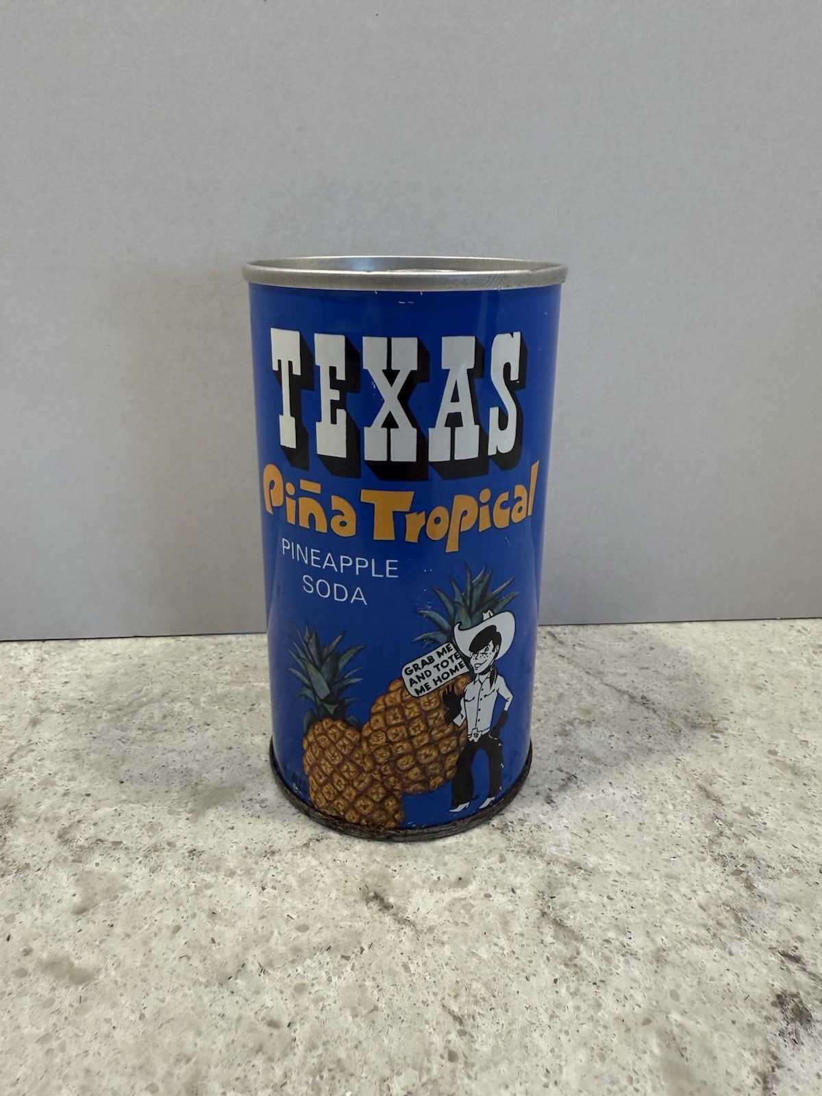 Texas Pina Tropical Pineapple Soda Pop Can Straight Steel Pull Top RARE