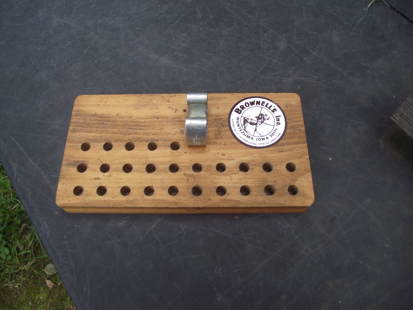 Vintage Brownells screwdriver set base wood board only desk 25 bit 8x4" inch