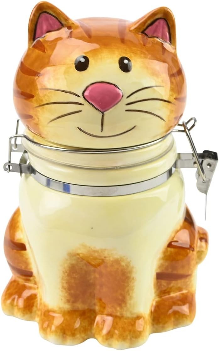 Boston Warehouse Hand Painted HInged Jar, Storage Container, Sitting Pretty Cat