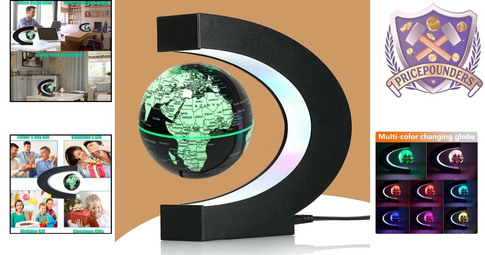 Multicolor Changing Magnetic Levitation Floating Globe - Unique Desk Gadget