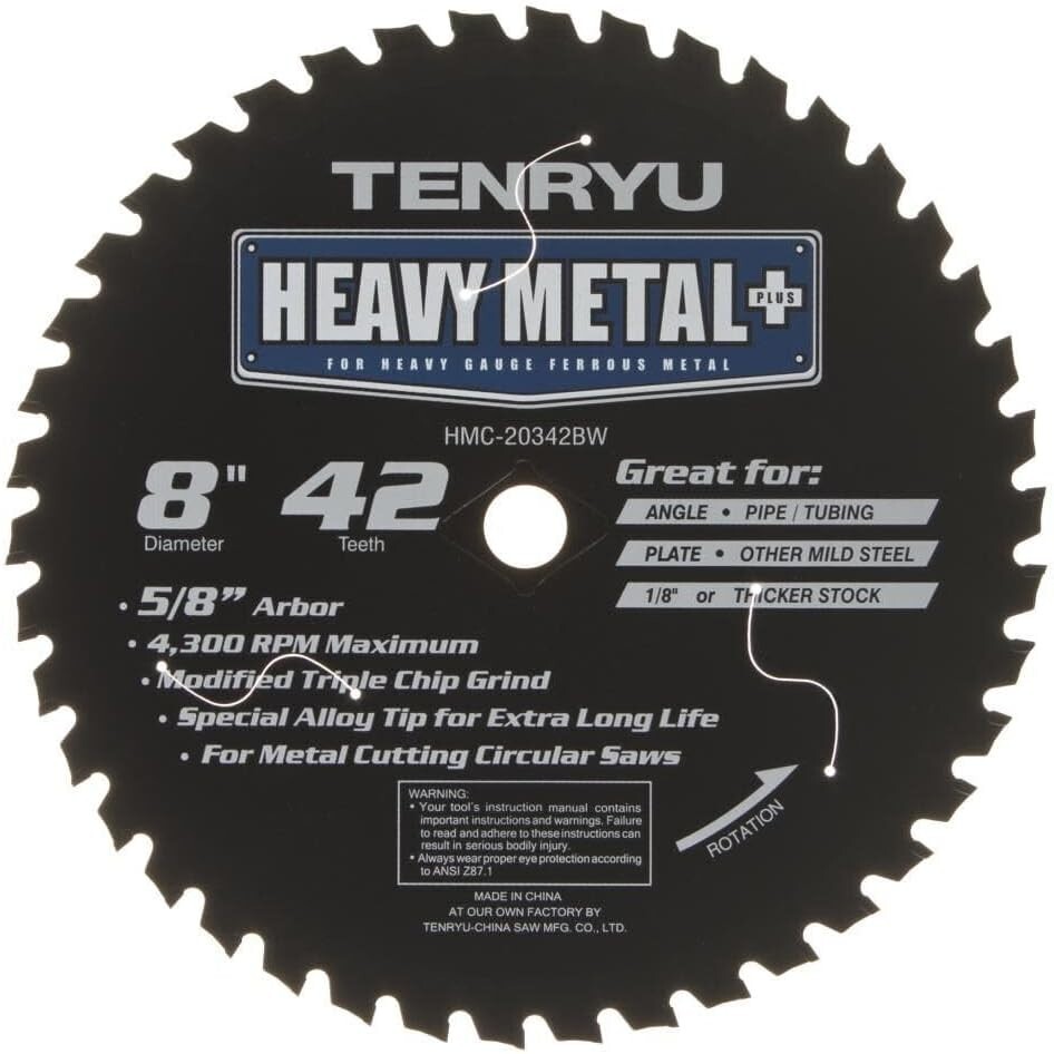 Tenryu HMC-20342BW 8" 42T Heavy Metal Cut Blade 5/8" Arbor