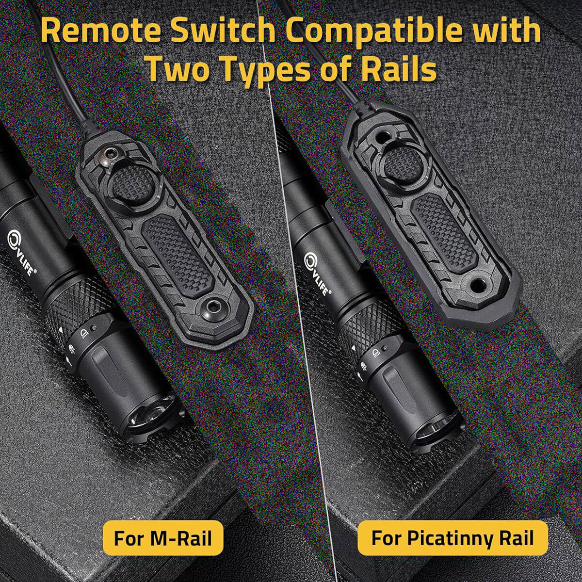 Mlok 1900 Lumens Tactical Flashlight Laser Light Combo + Pressure Remote Switch