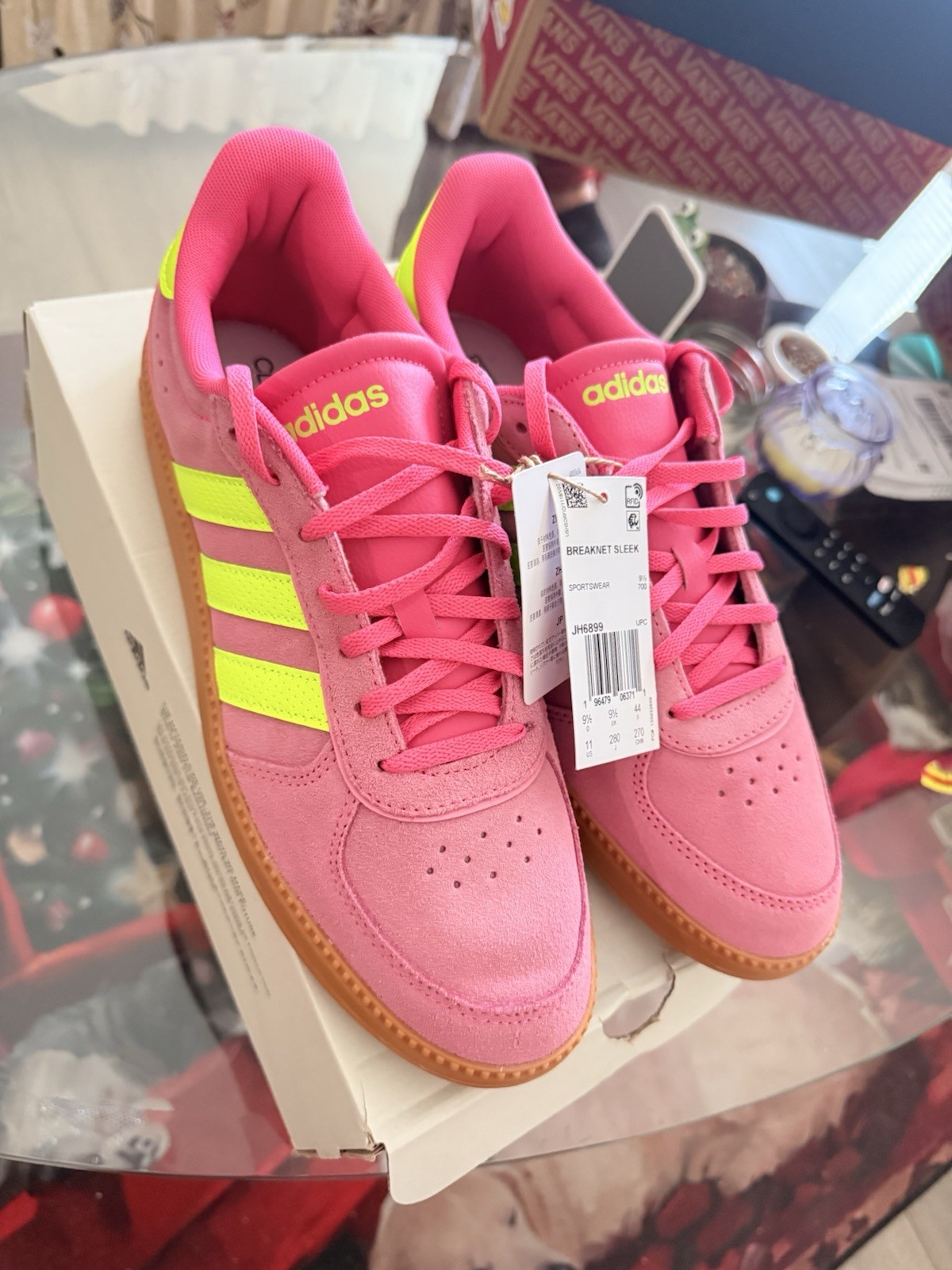 adidas Breaknet Sleek  size11 Pink Yellow Gum Men's Low Top Athletic Sneaker2024