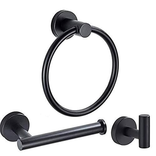 New 3Pcs Bathroom Hardware Set Towel Ring Robe Hook Toilet Paper Holder Set