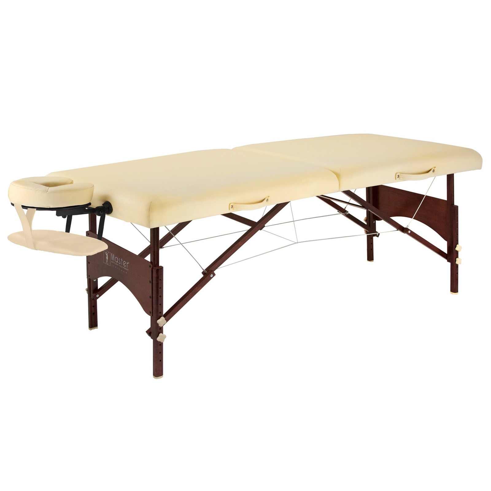 Master Massage 28" Argo Portable Massage Table in Cream with Walnut Legs- Spa...