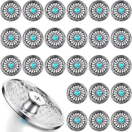 24 Pcs Faux Turquoise round Conchos Sunflower Decorative Buckle Metal Sunflower