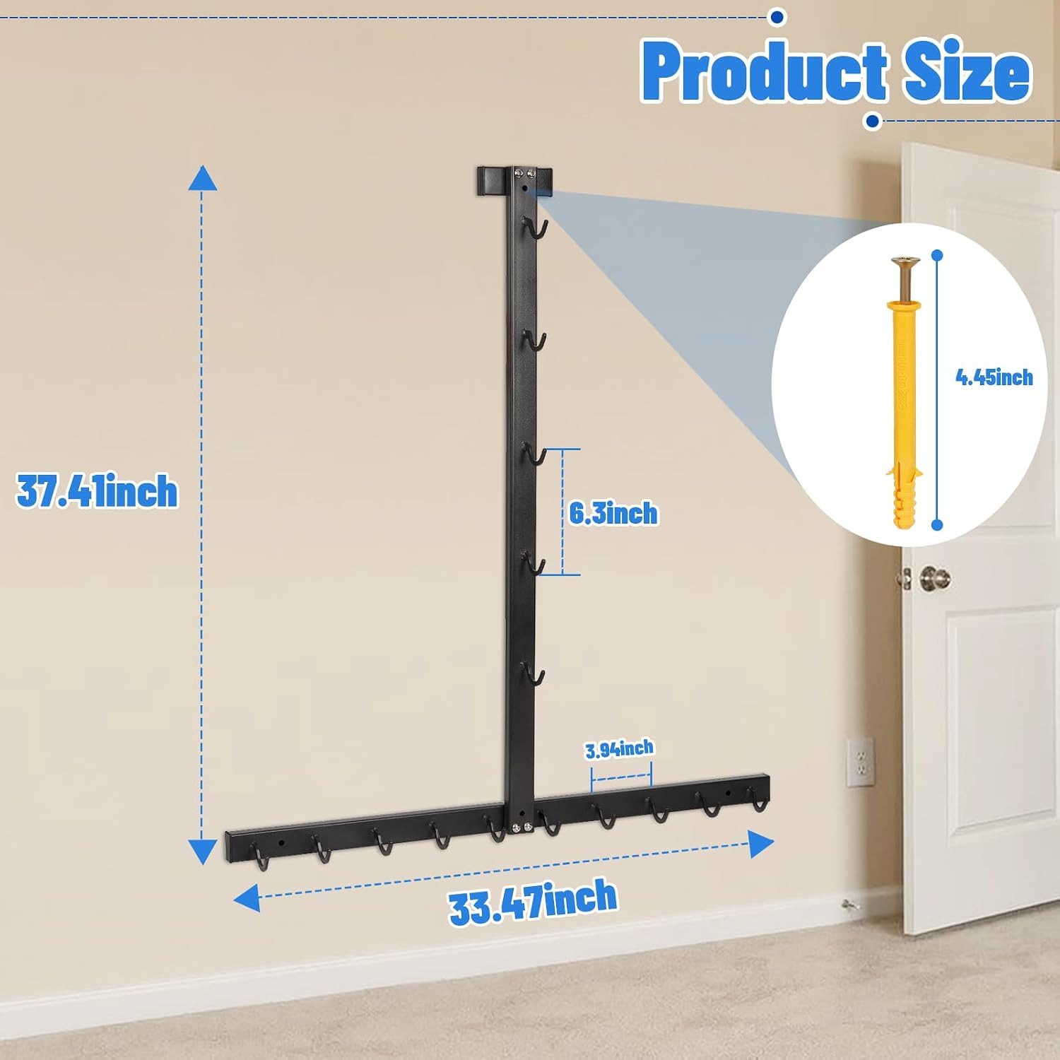 LAT Pulldown Bar Storage Rack Wall Mount Cable Attachment Organizer Gym