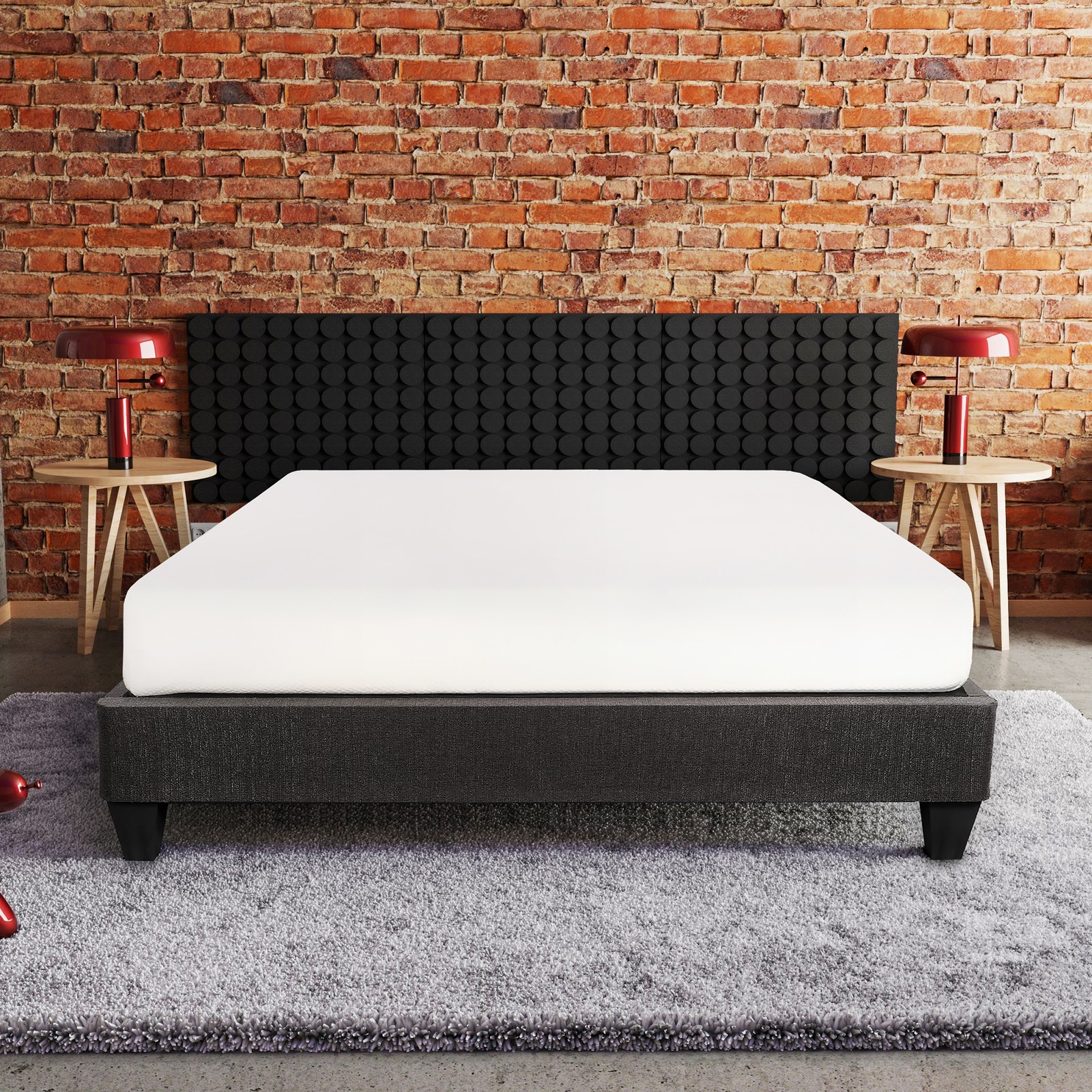 Contemporary 14 in. Platform Mattress Foundation, Queen Size Upholstered Bed