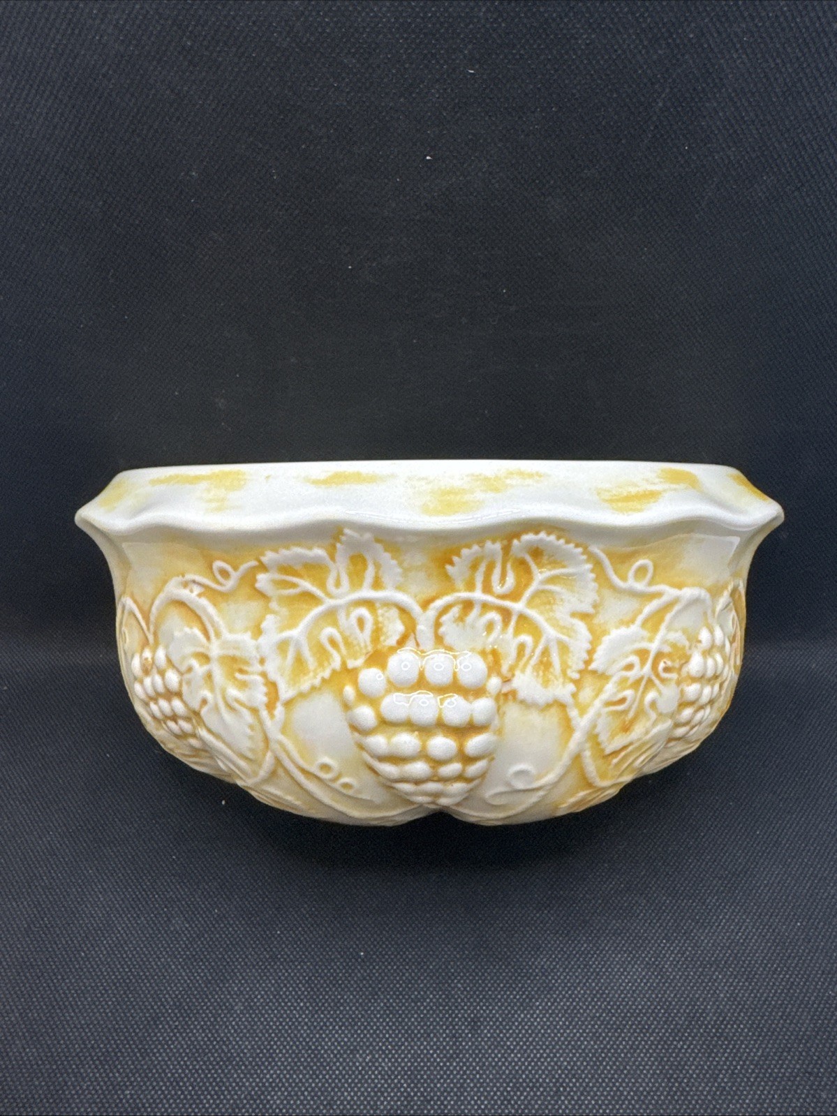 Ceramic Basin Wall Decor Mid Century 1950s Grapevine Pattern