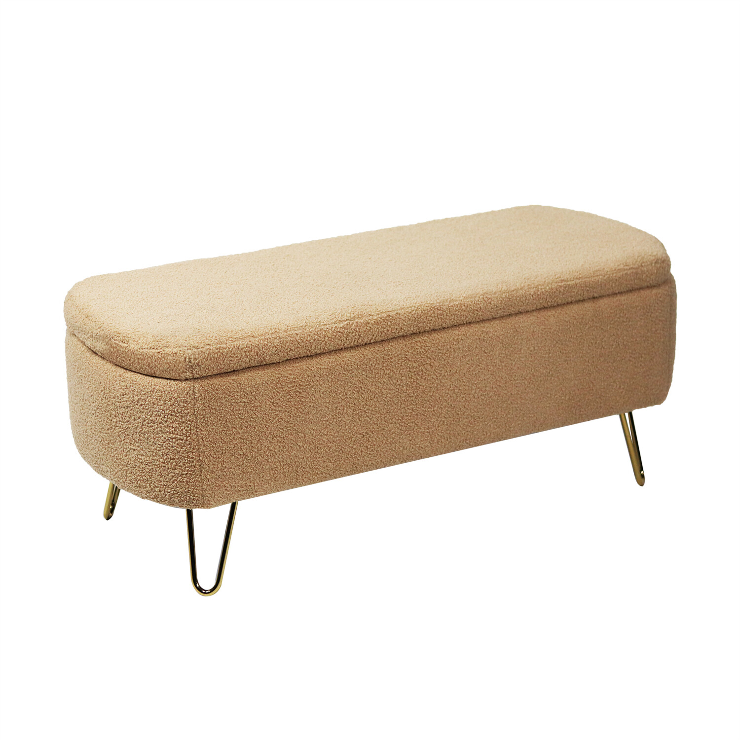 39in Storage Bench Faux Fur Upholstered Ottoman for End of Bed Footstools US