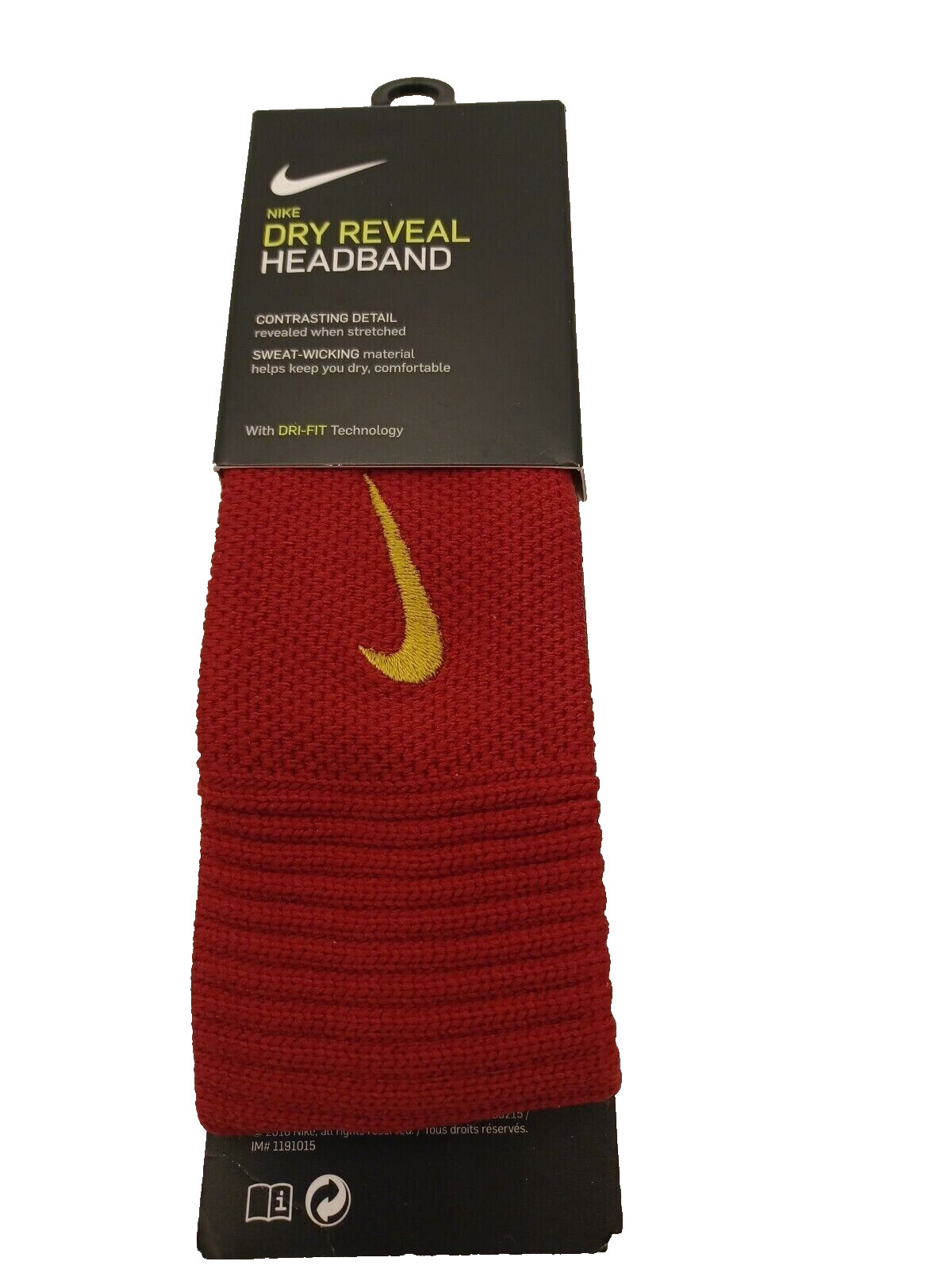Nike  Dry Reveal Headband Red Crush/Dark Citron Dri Fit Technology NIB