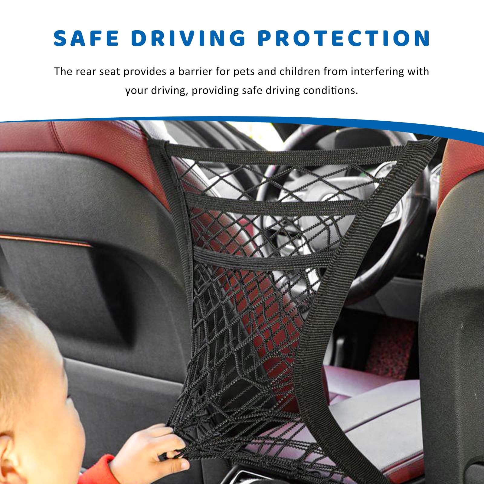 3-Layer Car Mesh Organizer, Stretchable Storage Netting Pouch Seat Back Cargo...