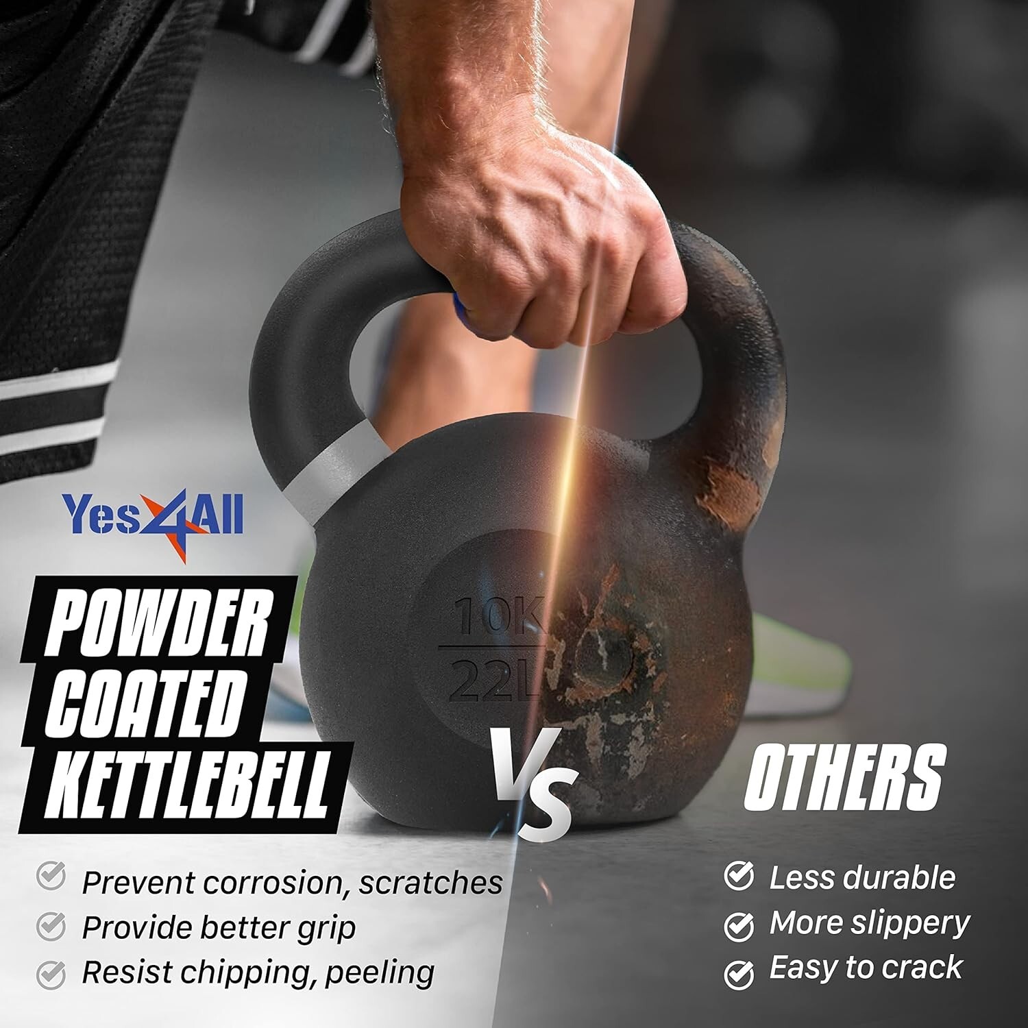 Versatile 4kg Powder Coated Cast Iron Kettlebell - Strength Training Essential