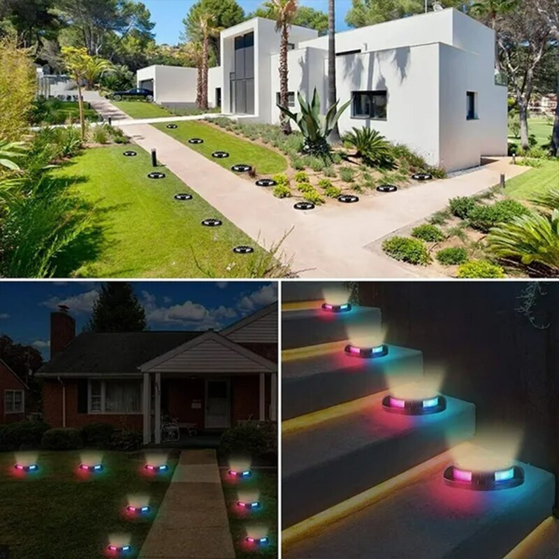 4Pack Solar Ground Light 12 LED Outdoor Disk Lighting Landscape Yard Garden Lawn