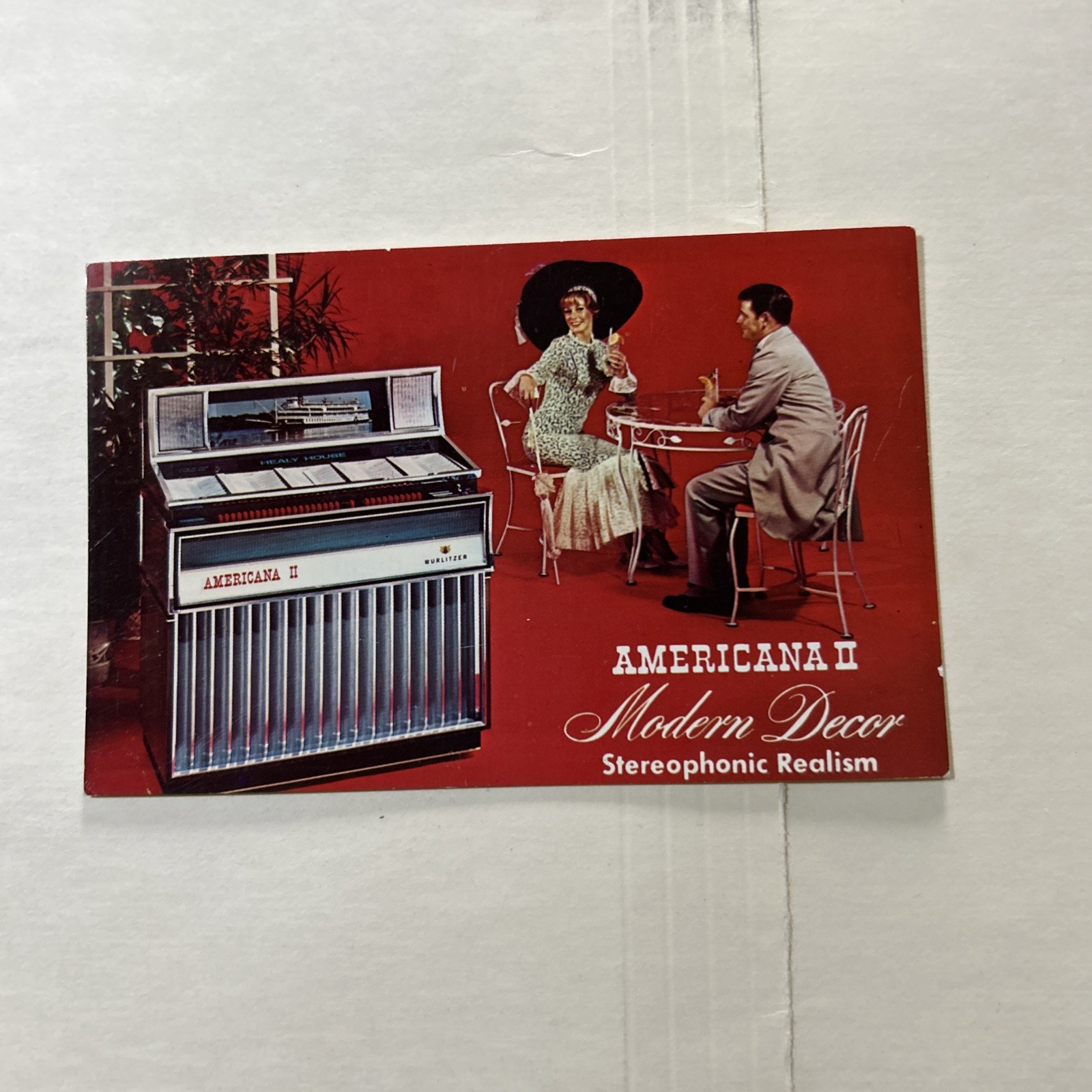 Original Factory Jukebox Wurlitzer Postcard Americana 2 II  Phonograph FLYEr