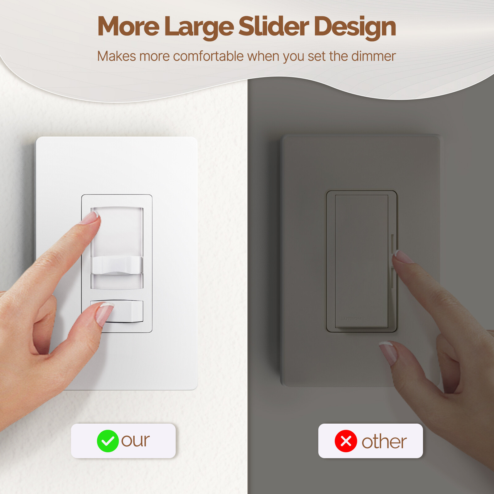 MOES Dimmer Light Switch Single Pole / 3-Way - Incandescent / LED / CFL 10 Pack