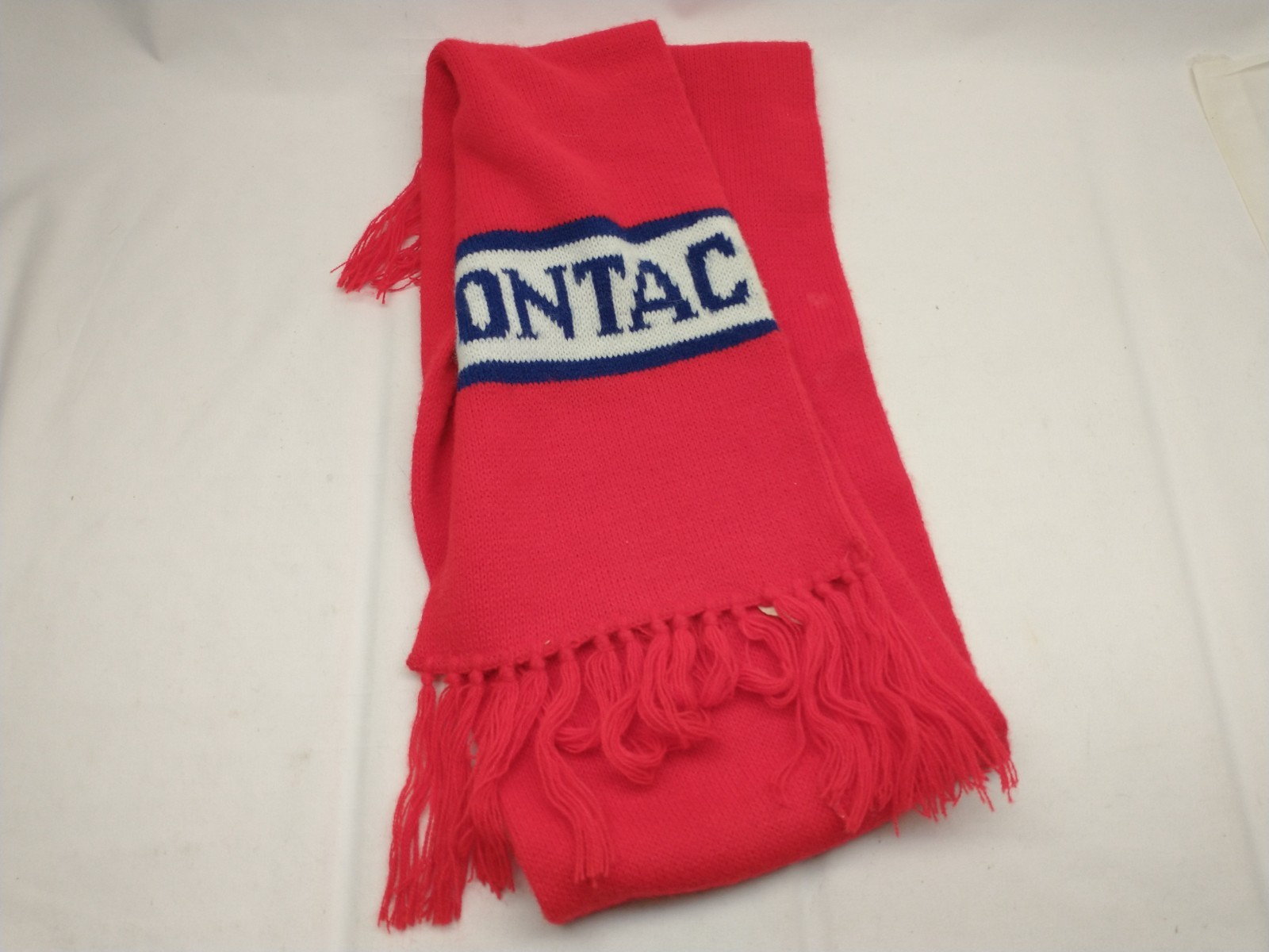 Vintage Scarf Tassels CONTAC DRUG Red White Blue Scarf WPL Promo