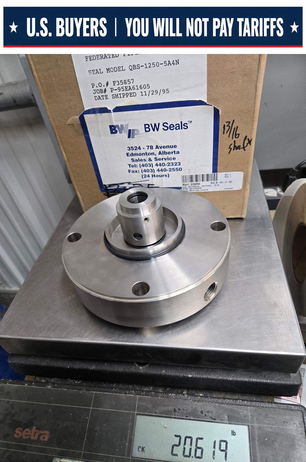 BWP Mechanical Pump Seal Model QBS-1250-5A4N