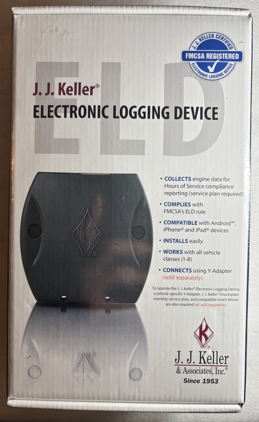 J.J. Keller ELD Electronic Logging Device + ELD Cable Brand New Sealed