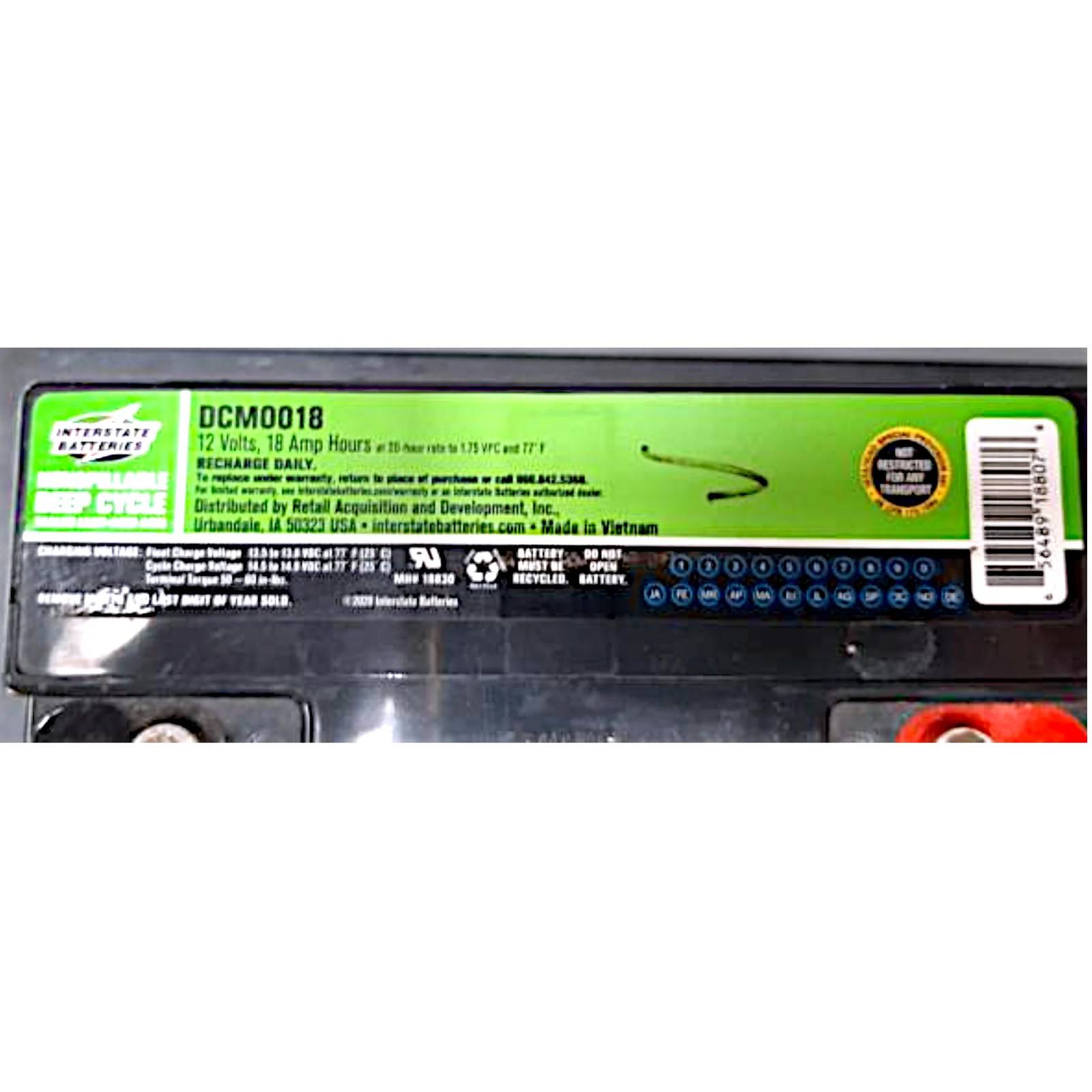 Interstate Battery - DCM0018 - 12 volt 18 amp - Deep Cycle
