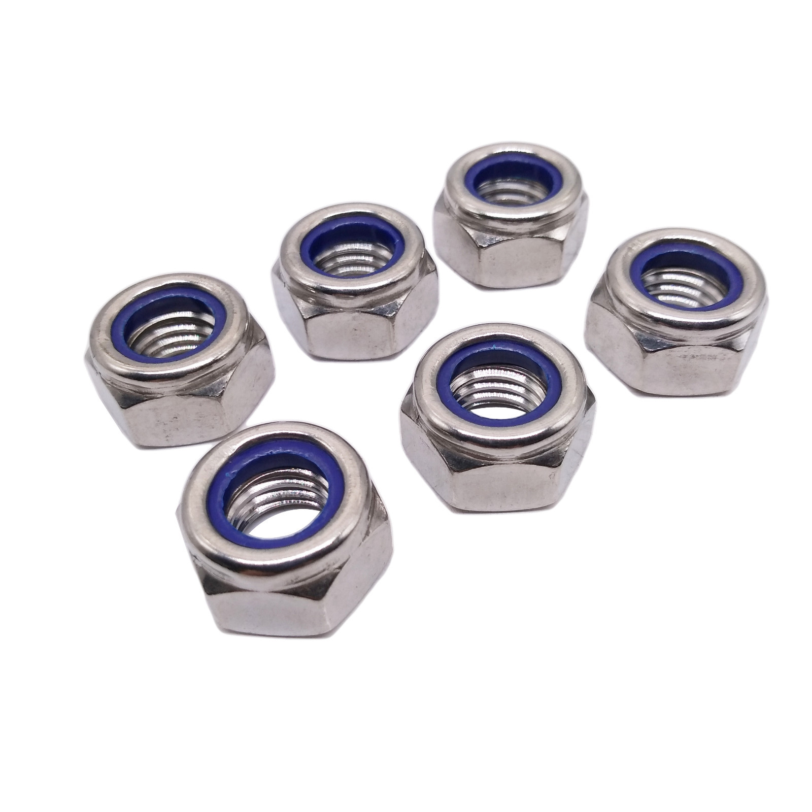 6pcs M12 x 1.75mm Nylon Insert Hex Lock Nut DIN985 A2 Stainless Steel