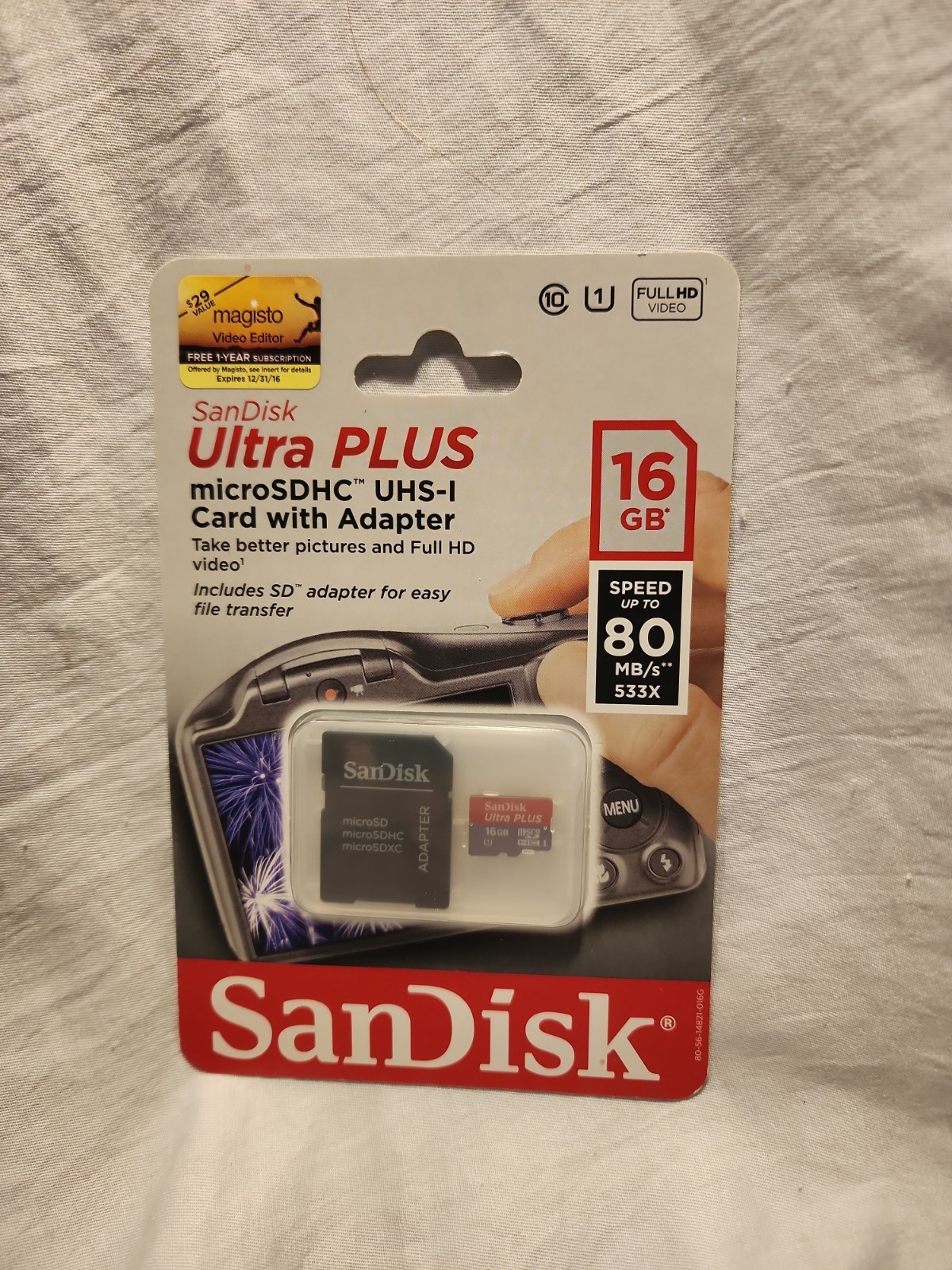 SanDisk Ultra PLUS MicroSDHC UHS-1 Card With Adapter. Brand New Sealed!!!