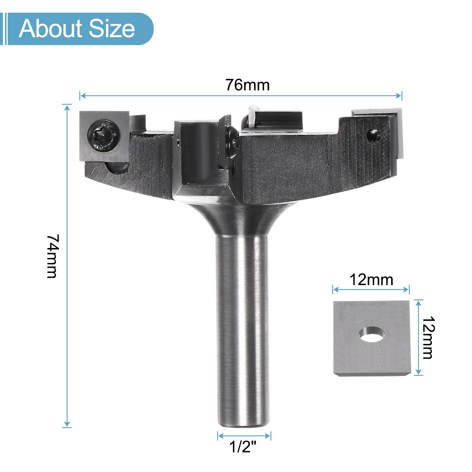 CNC Spoilboard Surfacing Router Bit 3” Dia 1/2" Shank Cutting Tool