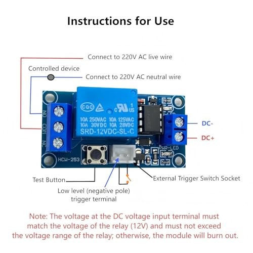 2-Pack 12V Single Bistable Self-Locking Relay Module with Start/Stop Button |
