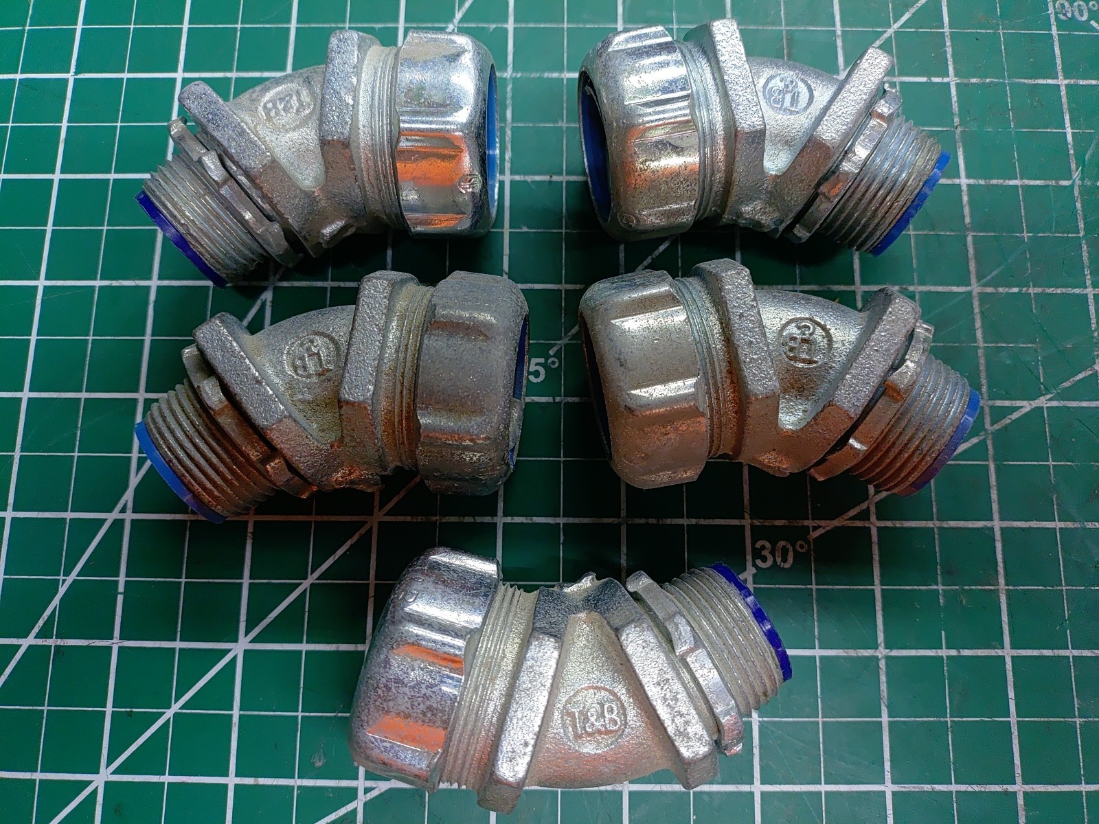 (5) T & B 5343 3/4" Liquid Tight 45° Elbow Insulated Connector Fitting for FMC
