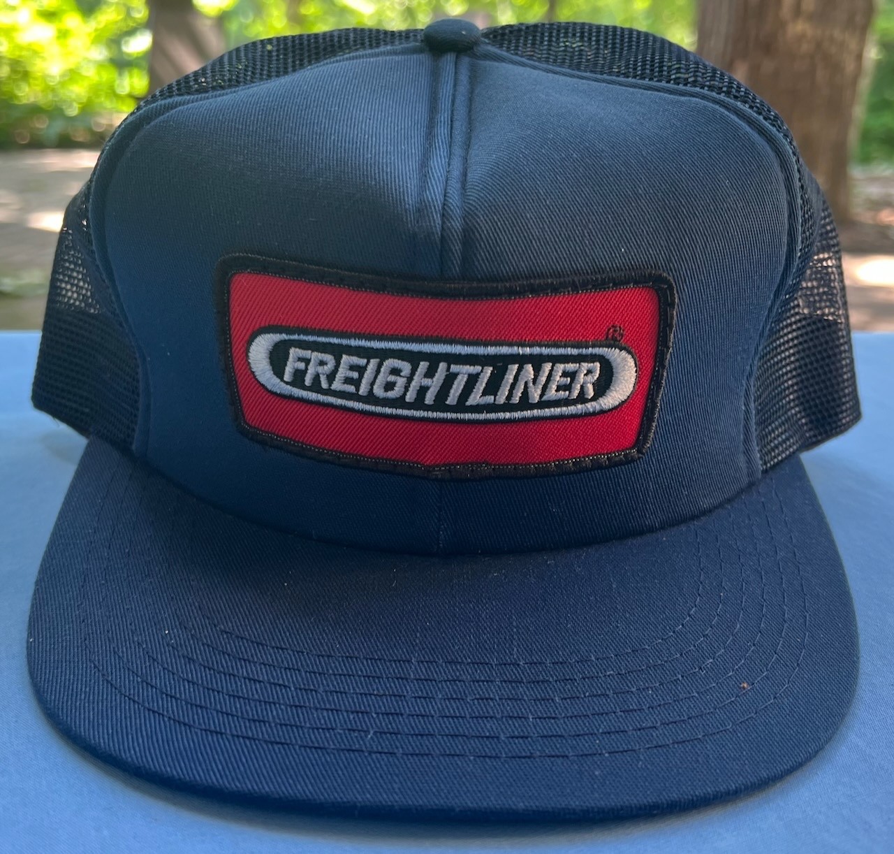 Freightliner Semi Trucker Hat Navy with Red Patch Ball Cap Summer Mesh NEW