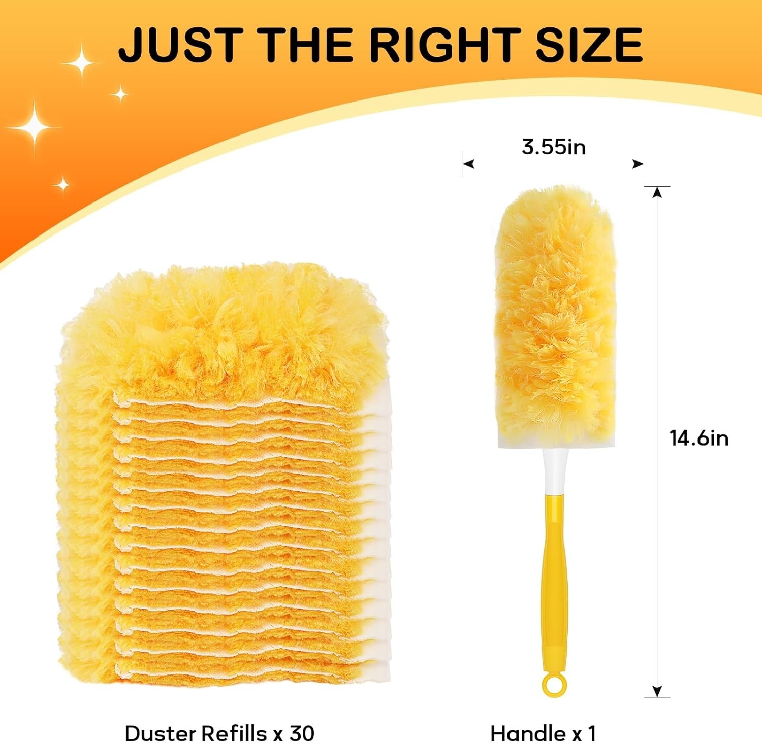 30 Count Duster Refills Compatible with Swiffer Dusters for Cleaning with 1 Hand