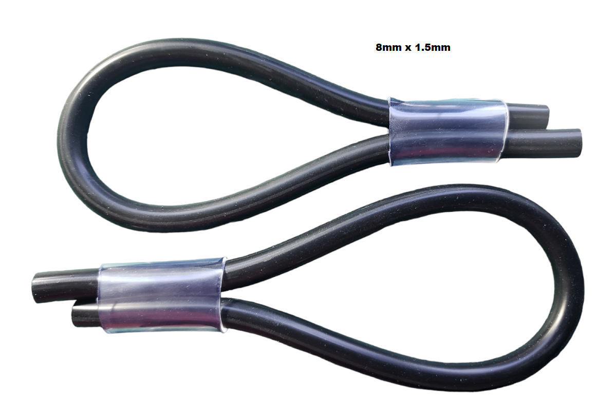 2 Conductive Rubber Loops Big Adjustable Tubing - For Tens Estim Erostek 8mm OD