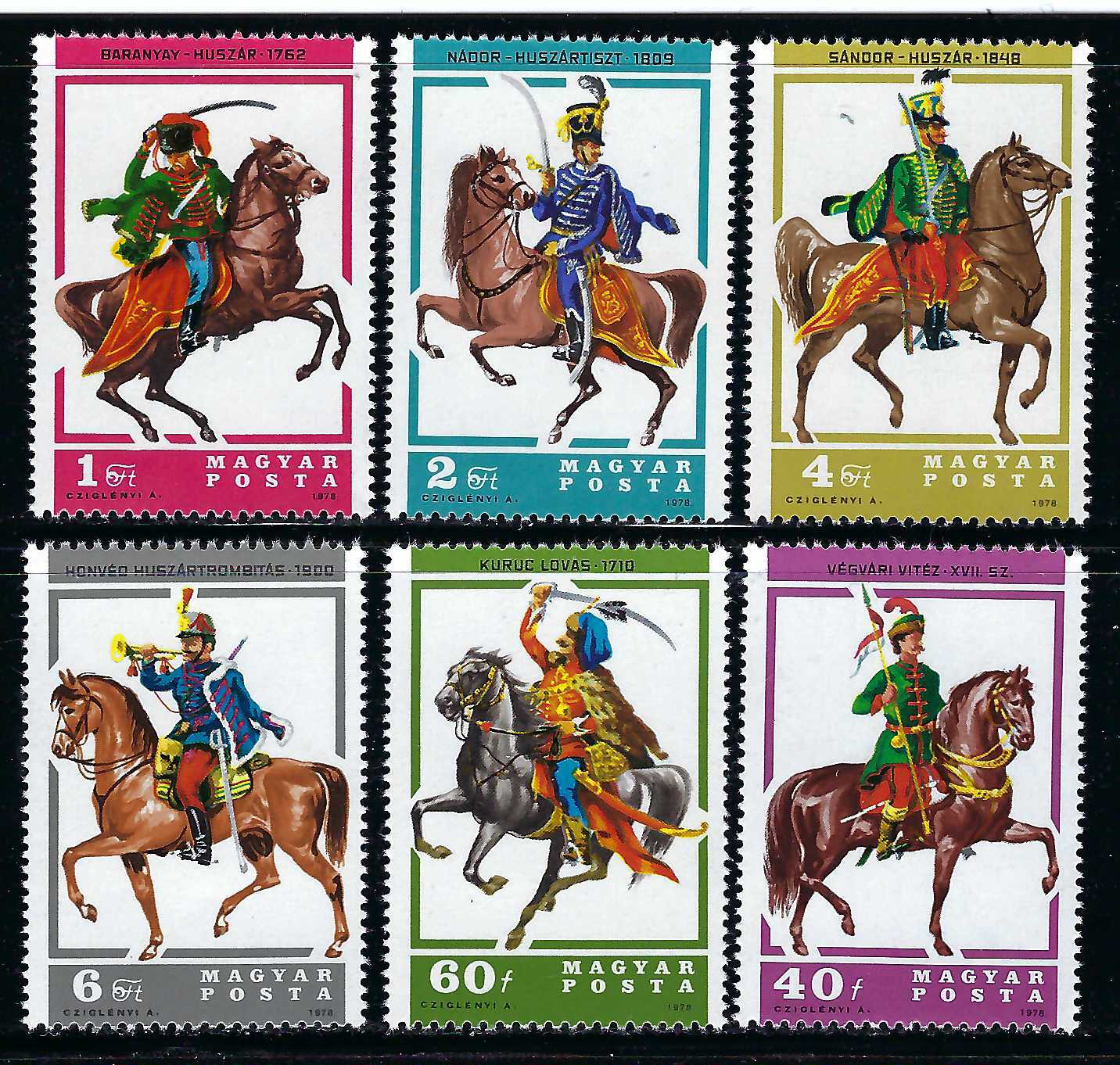Hungary - 1978 6v. MNH Hussars Cavalry Horses Military