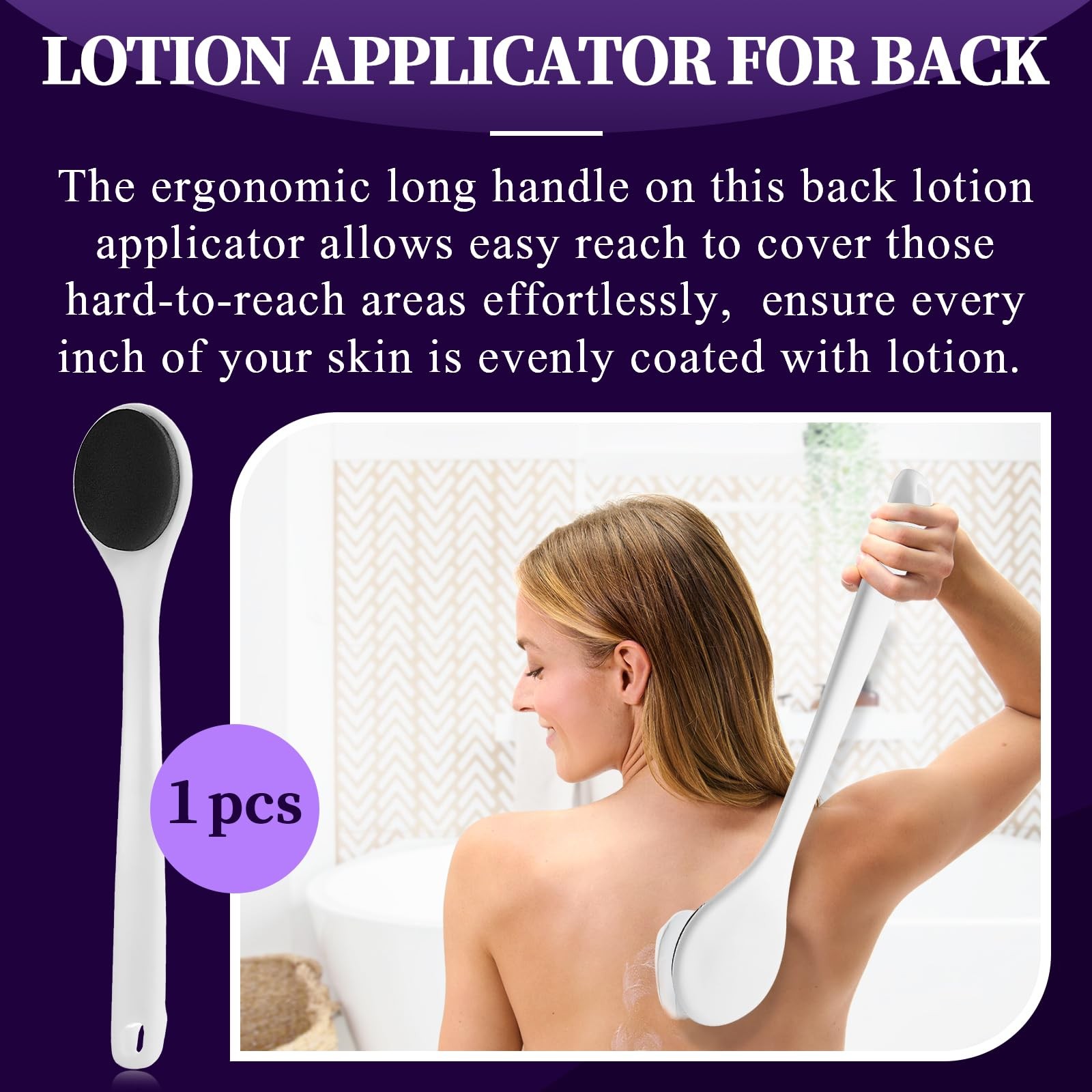 Lotion Applicator for Back - Long Handled Sponge Easy 1 Count (Pack of 1)