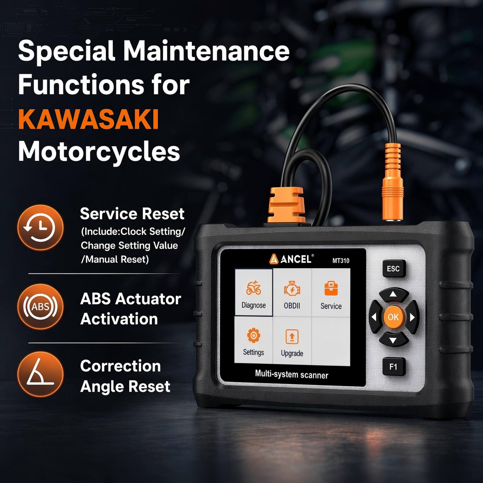 Motorcycle Scanner Full System Diagnosis Read Clear Fault Codes Service Reset