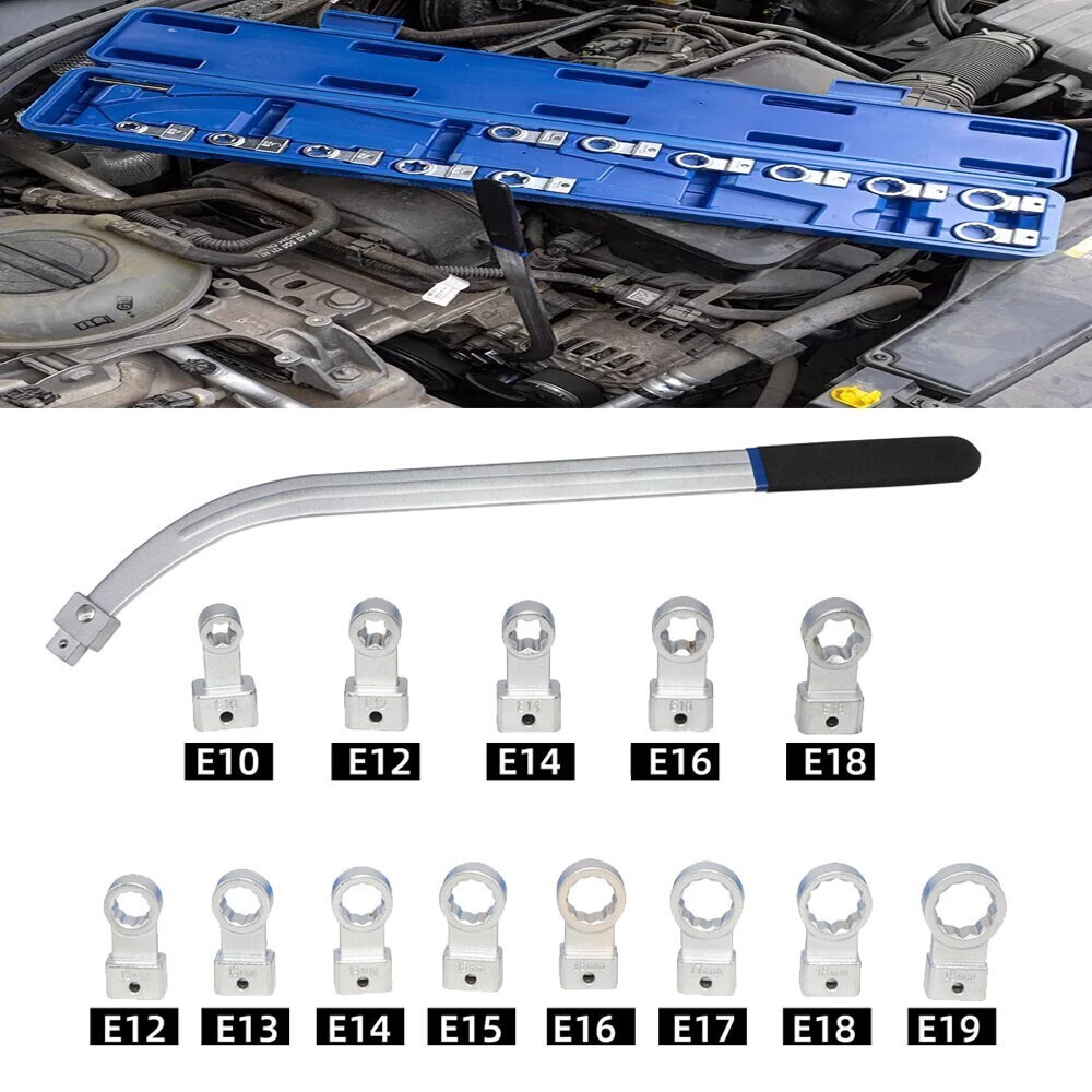 Engine Timing Belt Tensioning Tool Set with Multiple Adapters for Car Repair