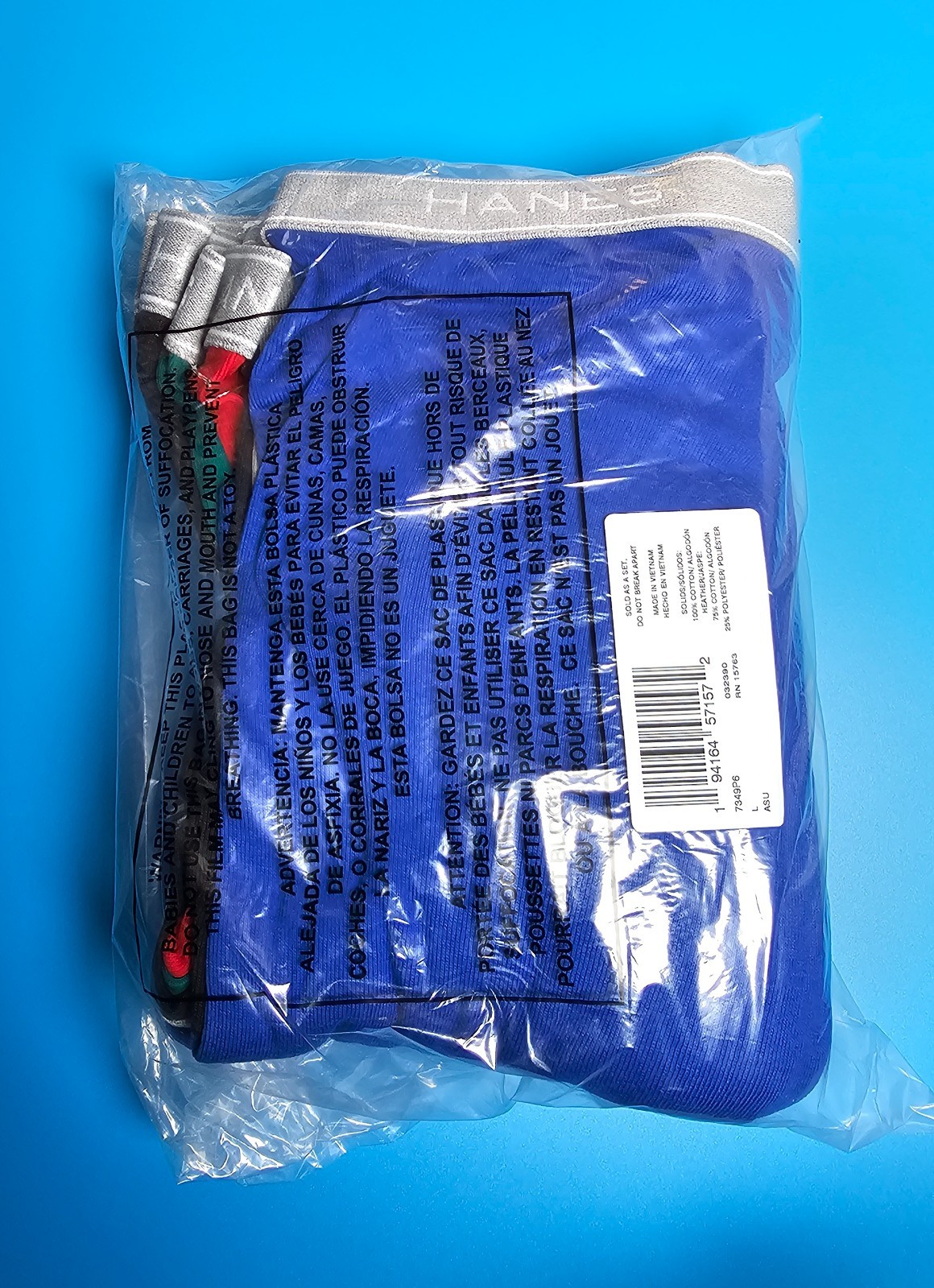 Hanes men's 6 pack boxer briefs, cotton, multicolor, size L