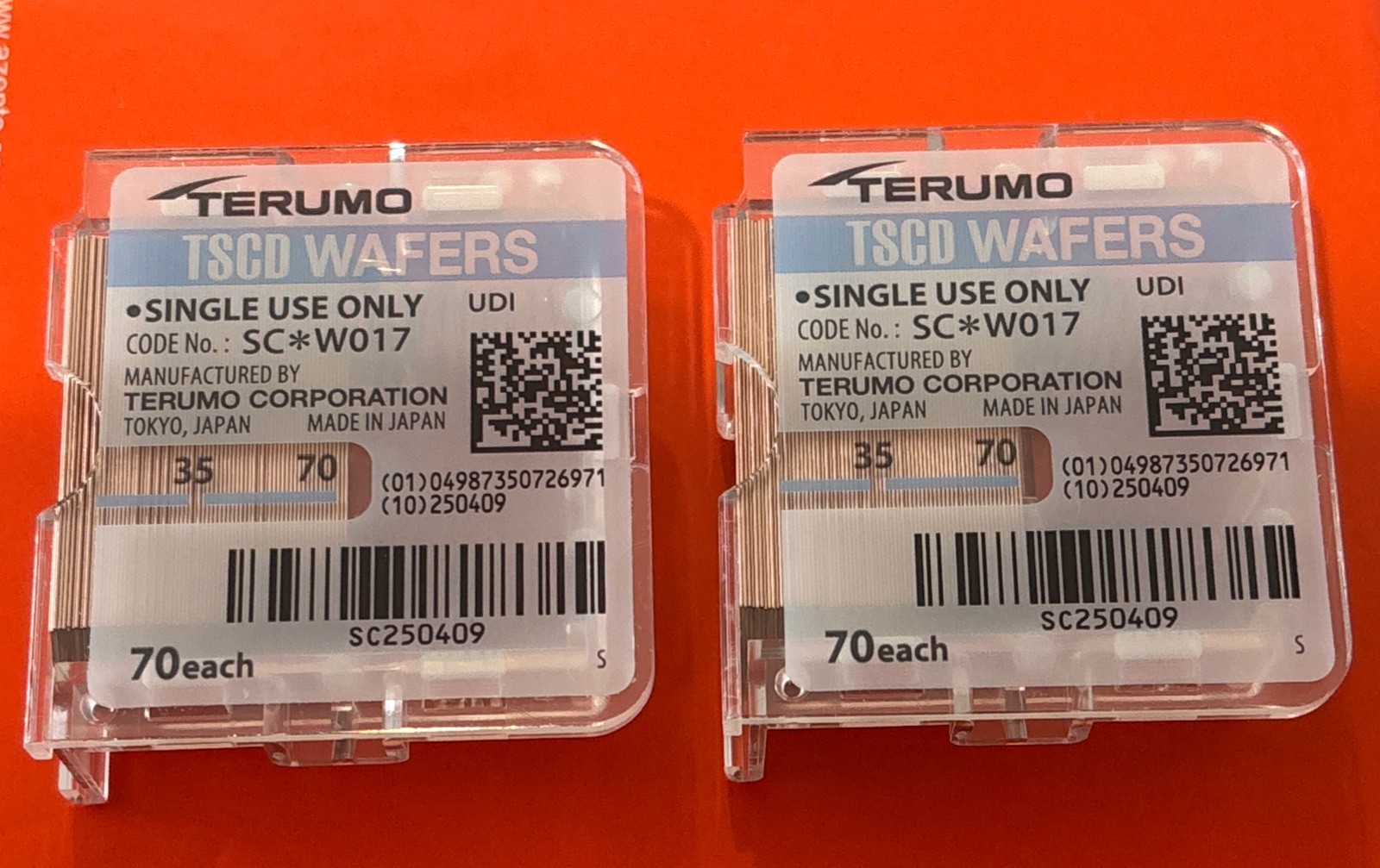 Terumo TSCD REF SC*W017 Wafers 1 Cartridge (70 Pieces Wafers): Brand New