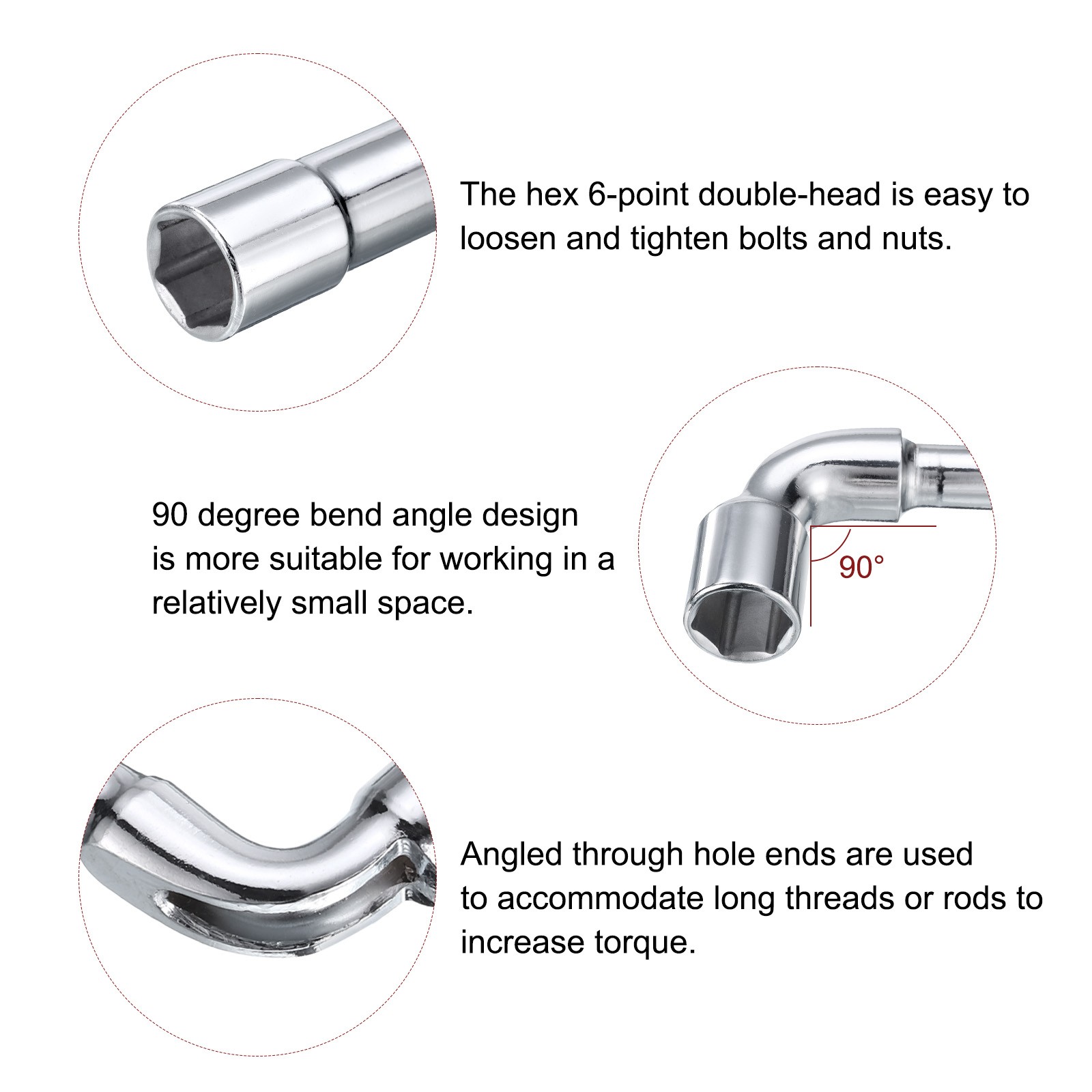 2pcs L Shaped Angled Hex Socket Wrench 8mm 9mm Double Ended Socket Spanner