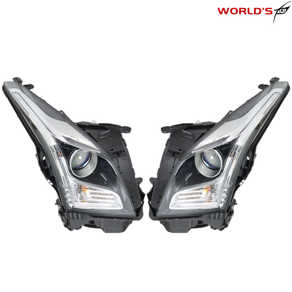 Right+Left Headlight For 2013-2018 Cadillac ATS Halogen Projector Chrome Housing