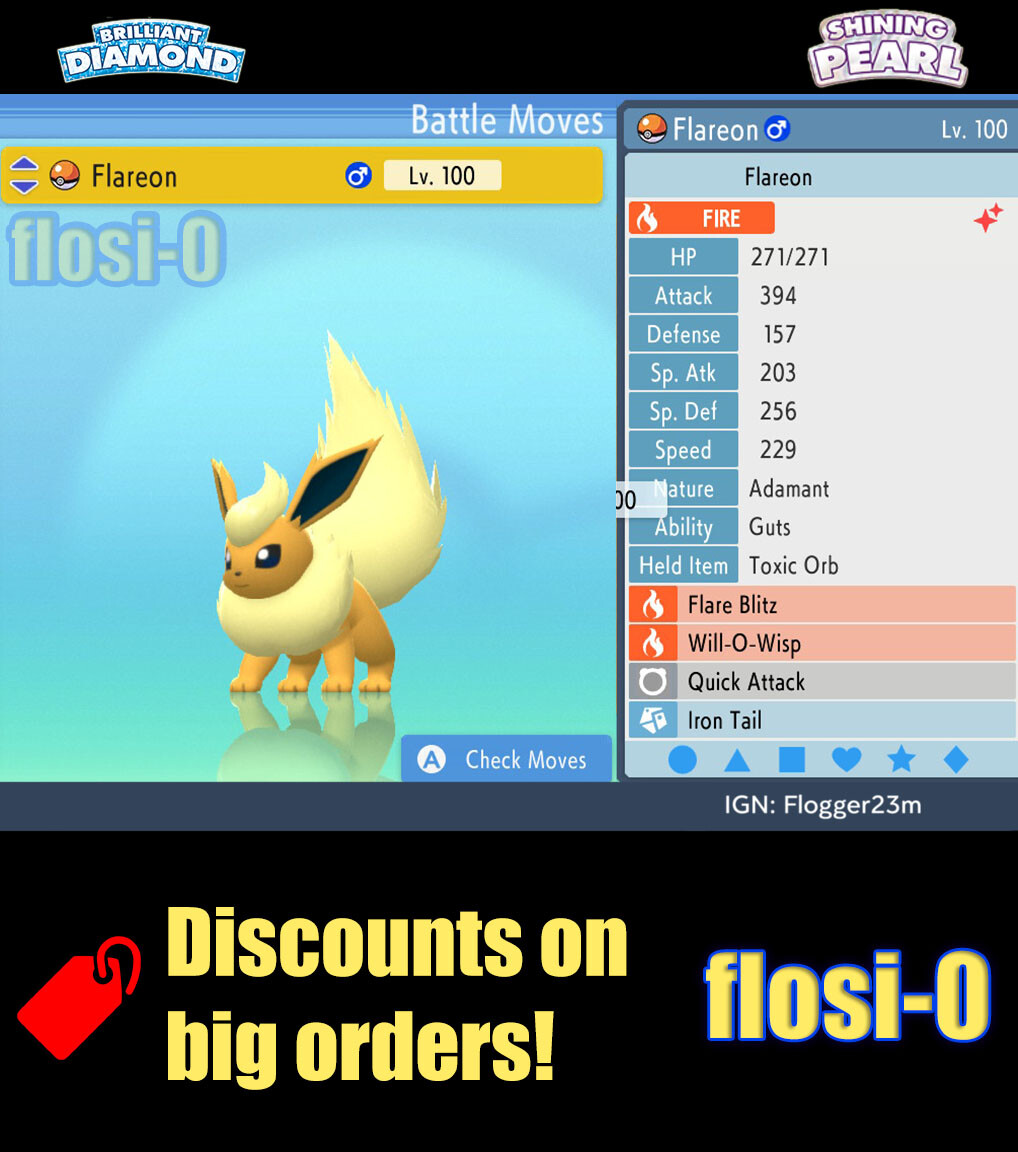 6IV Shiny Flareon Pokemon Brilliant Diamond and Shining Pearl