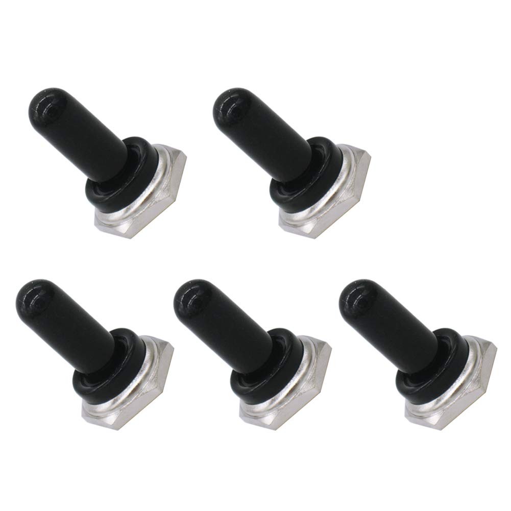 mxuteuk 5pcs 12mm Toggle Switch Cover Rubber Knob Hat Waterproof Boot Black