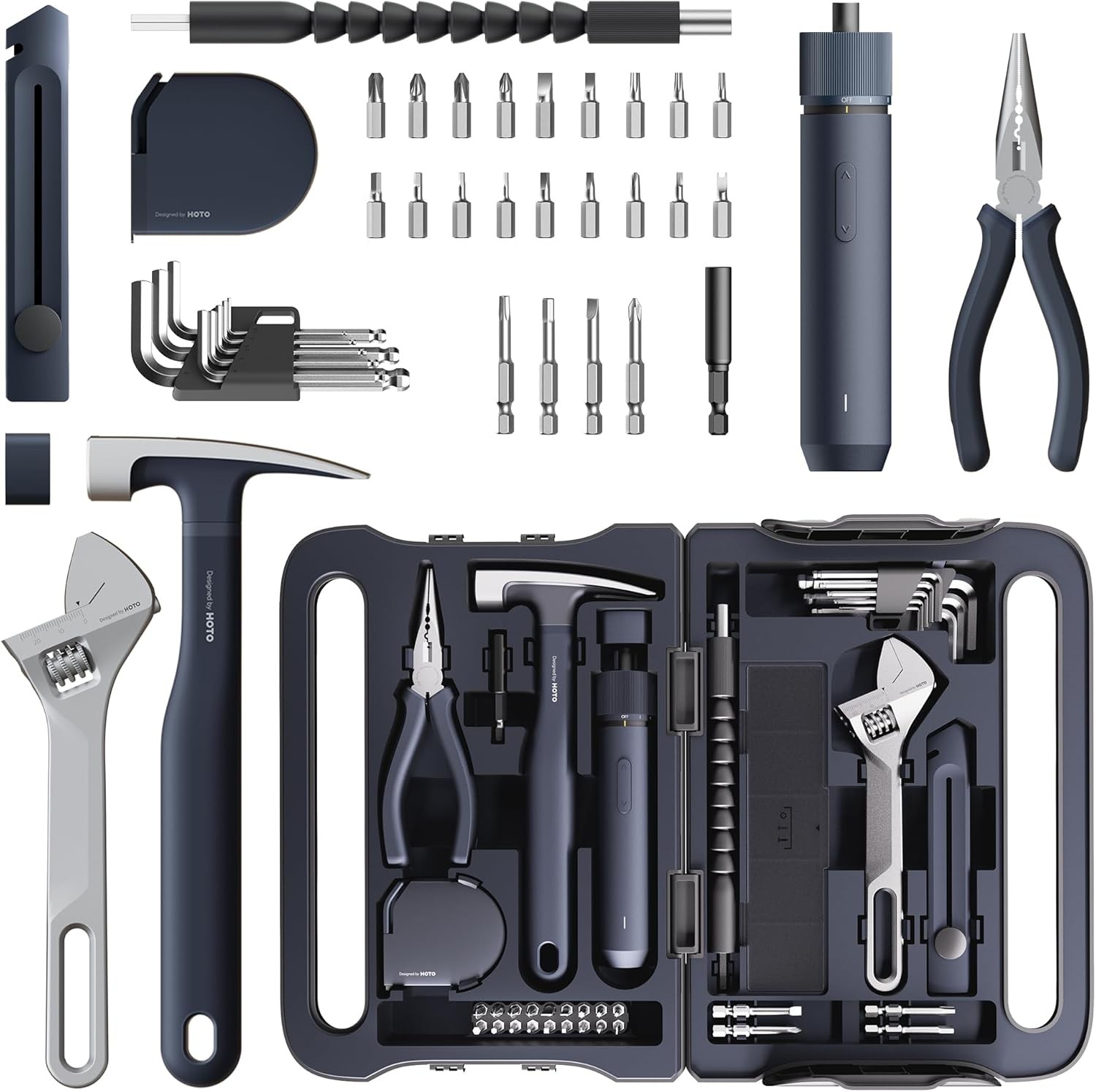 40-Piece Tool Kit, Household Essentials Tool Set w/Smart Electric Screwdriver