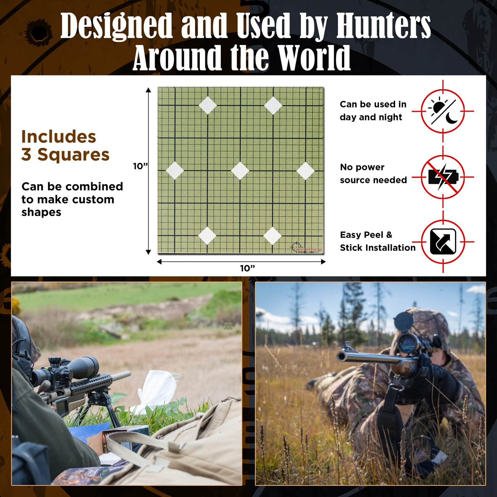 Internal Energy 5-Pack Zeroing Thermal Targets Diamond Bullseye Extra-Bright