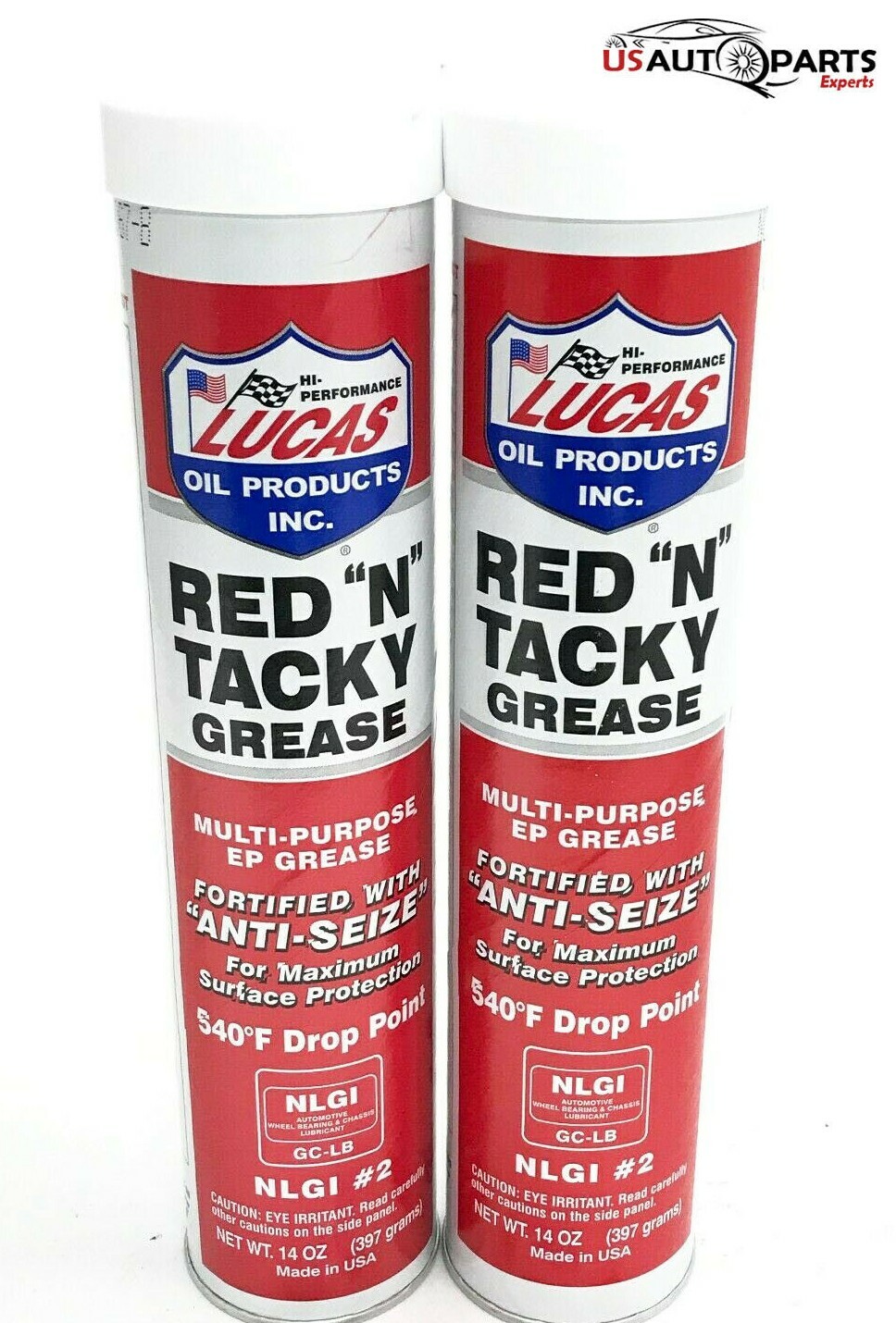 SET OF 2- Lucas Oil 10005 Red 'N' Tacky Grease Fortified with Anti-Seize -14 Oz.