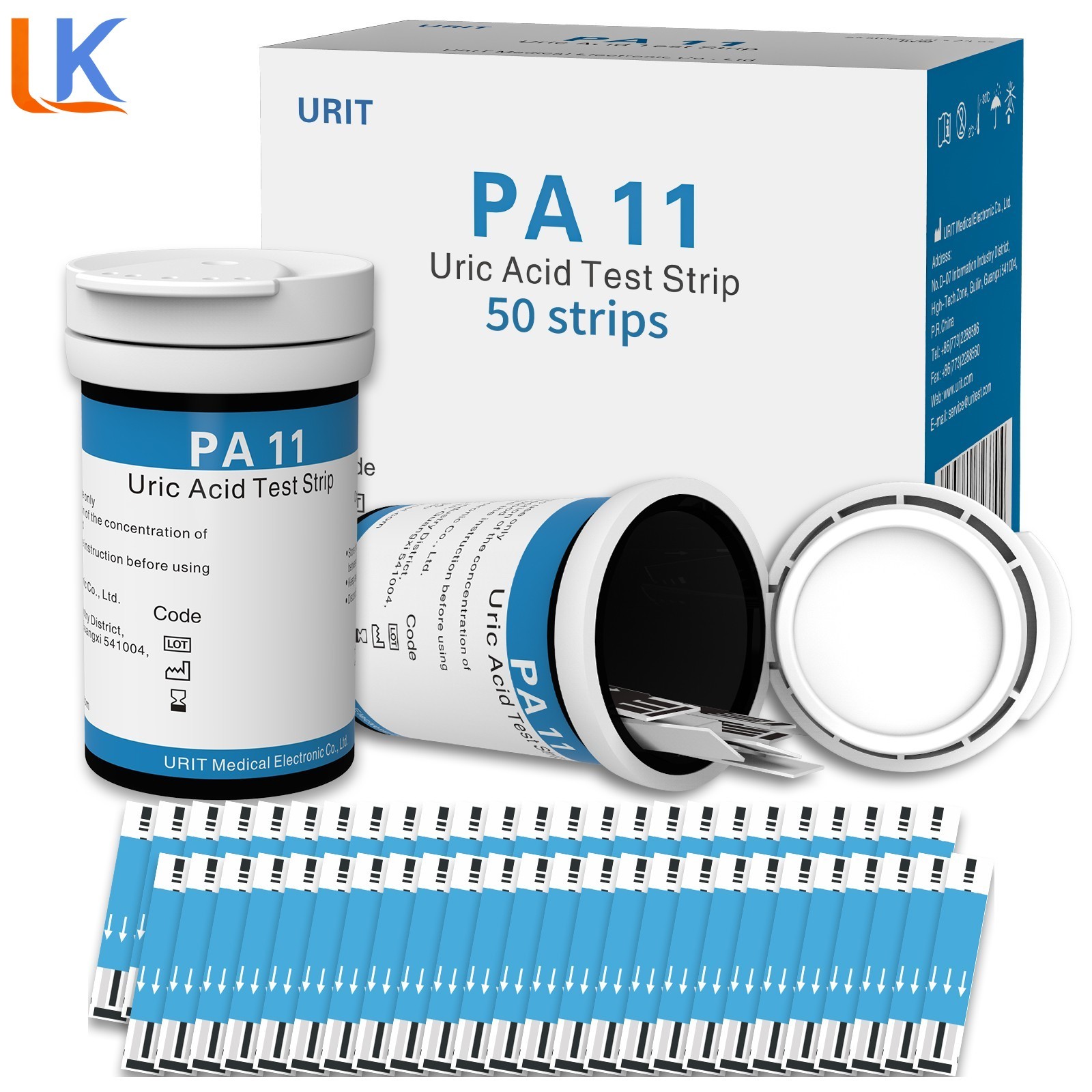 URIT PA-11 Uric Acid Test Strips Refill - 50ct, Fast 25 Sec Results gff