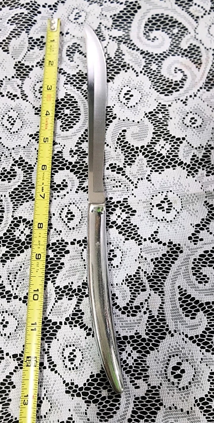 SLEEK SOLID STAINLESS STEEL MID-CENTURY-MODERN STYLE "13" CURVED CARVING KNIFE🍠