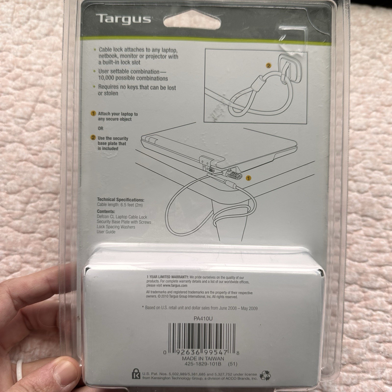 Targus Defcon CL Laptop Cable Combination Lock Netbook Compatible NEW